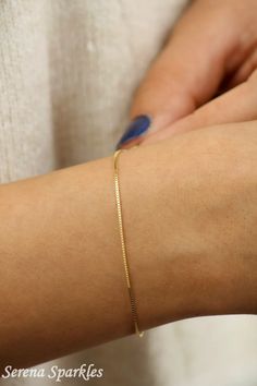 10k Solid Gold Box Chain Bracelet Box Gold Chain Bracelet | Etsy Hold Bracelet For Women, Fine Bracelets Gold, Simple Gold Chain Bracelet, Gold Bracelet For Women Classy Elegant, Gold Hand Chain For Women, Permenant Bracelet Gold, Pretty Gold Bracelet, 14k Gold Box Chain Bangle Bracelet, Flexible Yellow Gold Tennis Bracelet As Gift