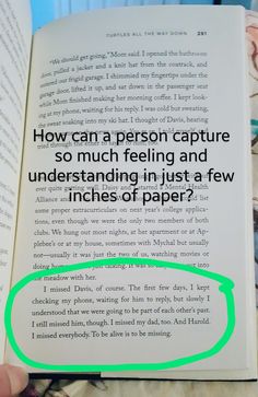 a person holding an open book with the text how can a person capture so much feeling and understand in just a few inches of paper?