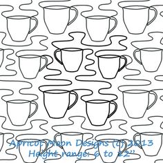 coffee mugs are lined up in rows to be drawn with the help of markers