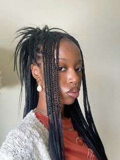 Beyonce Hairstyles Braids, No Part Box Braids, Individual Braid Hairstyles, Holiday Hairstyles Braids, Moesha Layered Braids, 90s Braid Styles, Jet Black Box Braids, Half Up Half Down Box Braids Hairstyles, Brandy Braids Hairstyles