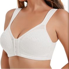 Front Closure: Designed With Front Closure, You Can Put This Posture Bra On And Take Off Handily. Convenient For Post-Surgical Wearing Or Large Chest Women. X-Shaped Back: Featured With Criss-Cross Band, This Posture Bra Pull Your Shoulder Back Gently And Relieve The Pain Of Your Back And Shoulder. Offer Back Support, Improve Your Posture. Considerate Details: Non-Padded Full Coverage Cups With Elastic Underband Offer Give You Support Without Wire. Side Wing With Double Material Smooth Your Side Posture Bra, Improve Your Posture, Wireless Bras, Front Closure Bra, Pink Lace Bralette, Comfy Bra, Mesh Bra, Bra Brands, Beautiful Bra