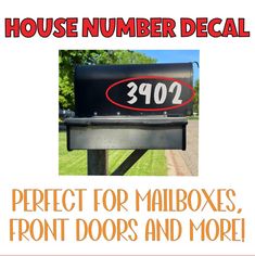 a mailbox with the words perfect for mailboxes, front doors and more