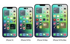 three iphones with different icons on them, one is green and the other is blue