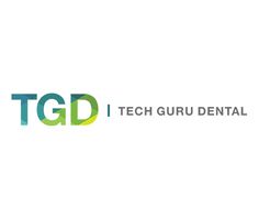 the logo for tech guru dental, which is designed to look like it has been painted green