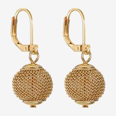 Gold-tone mesh balls bring epic yet understated glitz to these leverback drop earrings.Metal: Gold-tone MetalDimensions: ¾x1⅓ inchJewelry photos are enlarged to show detail.Earring Back: Lever BackShape: BallCare: Wipe CleanEarrings Style: Drop EarringsCountry of Origin: Imported Ball Drop Earrings, Ball Drop, Earrings Metal, Earrings Drop, Earrings Color, Gold Tones, Mesh, Drop Earrings, Gold