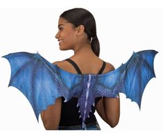 These lightweight fabric Dragon (Dinosaur) Wings in deep blue sublimated print are perfect for larger children, teens and adults. The wingspan measures approximately 36". They are excellent for Halloween, Game of Thrones, theatrical productions, dress up and cosplay! We also sell the dragon masks, tails and other accessories on our page in multiple colors (subject to availability) to make a great DIY, cosplay, Halloween or theatrical costume more complete. Dragon Costume Women, Eagle Costume, Halloween Wings, Dinosaur Halloween Costume, Costume Wings, Devil Costume, Dragon Costume, Wings Costume, Dragon Wings