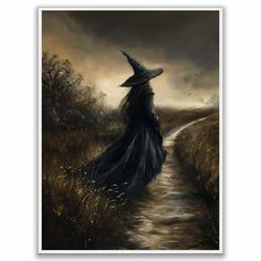 a painting of a wizard walking down a path