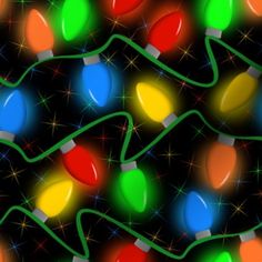 an image of christmas lights on a black background that is seamless and has many colors