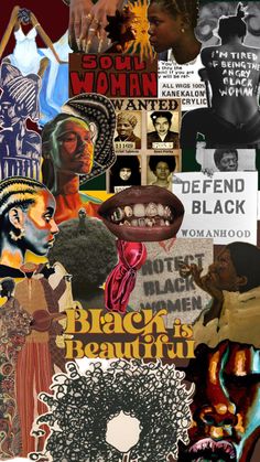 collage of black is beautiful images and pictures with words on them, including women's faces