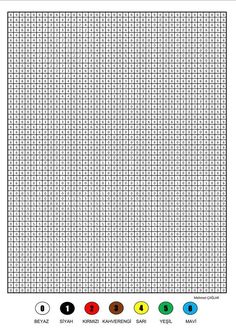 a graph paper with different colors and numbers