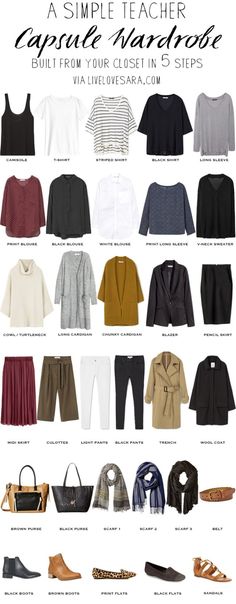 A simple Teacher capsule wardrobe in 5 steps Built from your closet #capsule #capsulewardrobe #teacherwardrobe Looks Pinterest, Teacher Outfit, Summer Work Outfits