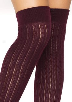 Flaunt your lines in the Burgundy Rib Knit Over the Knee Socks! These charming stockings feature a lovely knit pattern that's sweet and sultry. Pair it with your favorite piece of sexy lingerie or as part of a dark academia look for a killer look! Package includes: Pair High quality hosiery fabric for long lasting wear Gorgeous knit pattern Ultra soft woven pattern Perfect fit technology The perfect hosiery alternative to womens pantyhose and tights Hand wash cold, Do not bleach, Drip dry Academia Look, Dark Academia Look, Pride Shoes, Princess Bridal Gown, Retro Pants, Most Beautiful Wedding Dresses, Lace Trim Shorts, Leg Avenue, Over The Knee Socks