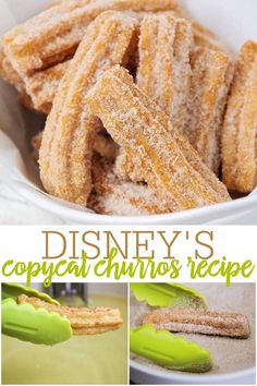 homemade churros recipe in a white bowl