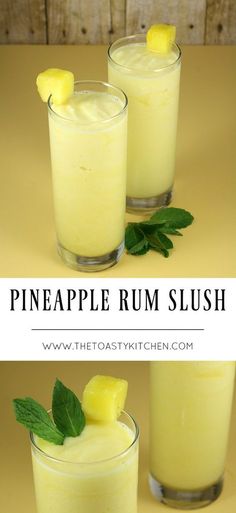 two glasses filled with pineapple rum slush