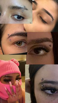 multiple pictures of different types of eyes and nose piercings