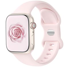 an apple watch with a pink flower on it