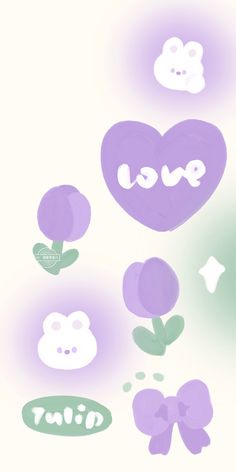 an image of some purple hearts and flowers