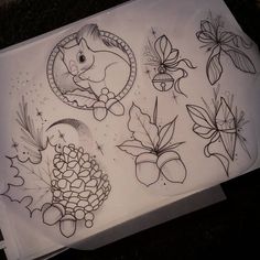 a sheet of paper with some drawings on it