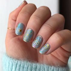 Aquarius Nails - Scratch Magazine Aqua Nails, Mens Nails, Sparkle Nails, Trendy Nail Art, Birthday Nails, Square Acrylic Nails, Gold Nails, Nails Nails