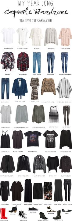 This ten day packing list that I came up with basically gives you 20 outfits with the ability to make more if needed and it is all completed with 20 pieces in the carry-on plus what you wear on the plane. Minimalist Moda, Capsule Wardrobe Work, Wardrobe Planning, Clothes And Shoes, Wardrobe Update, Skirt Maxi, Ramones