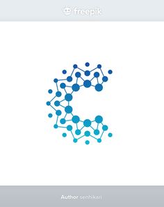 the letter s is made up of blue dots and connected by lines on a white background