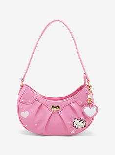 Her Universe Hello Kitty Pink Heart Baguette Bag | Hot Topic Cute Pink Bag, Pink Purses, Hello Kitty Charm, Hello Kitty Bags, Hello Kitty Purse, Pink Bags, Kitty Clothes, Hello Kitty Clothes, Heart Mirror