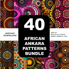 an african style pattern with the text 40 african anara patterns bundle