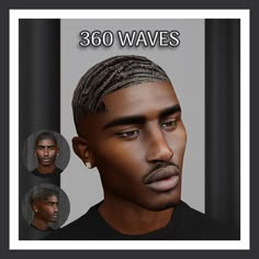 an image of a man's face with the words 360 waves in front of him