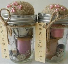 two mason jars filled with different types of items