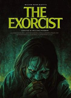 the exorcist movie poster with an evil looking man holding his hand to his mouth