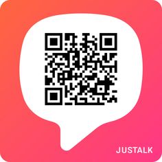 a white speech bubble with a qr - code on the front and pink background