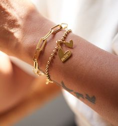 Gold Name Bracelet With Hearts – Rellery Gold Heart-shaped Name Bracelet For Everyday, Gold Name Bracelet With Heart Beads For Friendship, Classic Everyday Bracelets With Heart Charm, Dainty Everyday Beaded Bracelets With Heart Charm, Dainty Beaded Bracelets With Heart Charm, Everyday Gold Heart Name Bracelet, Heart-shaped Bracelet With Heart Charm For Promise, Gold Heart Bracelet With Charms For Friendship, Gold Charm Bracelet With Heart Charm For Friendship