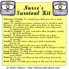 the nurse's survival kit is shown in yellow and black, with instructions for how to use it