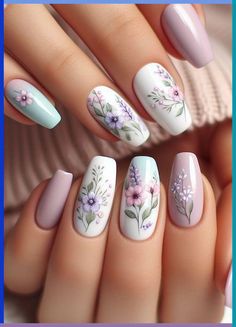 Looking for chic mint green acrylic nails or natural nails to rock this season? Check out this list of mint green nails, perfect for 2023! Bridgerton Nails Ideas, Tea Party Nails, Mint Green Nails, Pink Nail Art Designs, Simple Spring Nails, Green Nail Art, Pink Manicure, Spring Nail Designs