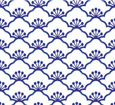 an abstract blue and white background with wavy lines in the shape of flowers or leaves