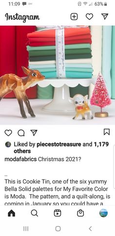 the instagram page on instagram shows an image of a cake with fake deer figurines next to it