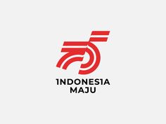 the logo for indonesia's maju is shown in red on a white background