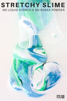 the cover of amazing slime super stretchy slime by little sunshines, featuring an image of a blue and green swirl