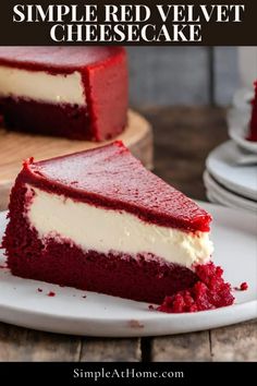 a slice of red velvet cheesecake on a plate