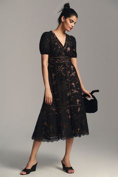 Rent Puff-Sleeve Lace Dress from Nuuly. Pick 6 items for $98/month. Free shipping + returns. Manche, Black Lace Midi Dress, Mock Neck Dress, Lace Dress With Sleeves, Black Lace Dress, Puffed Sleeves Dress, Lace Midi Dress, Anthropologie Dress, Anthropologie Dresses