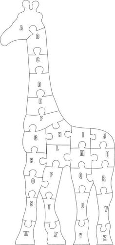 a giraffe made out of puzzles with numbers on the front and side