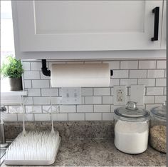 the kitchen counter is clean and ready to be used as a soap dispenser