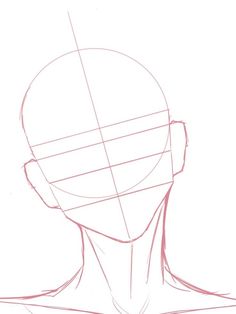 a drawing of a man's head with lines in the middle and back of it