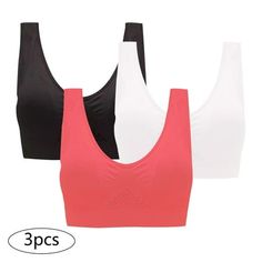 FAFWYP 3-Pack Plus Size Sports Bras for Women, Large Bust High Impact Sports Bras High Support No Underwire Fitness T-Shirt Paded Yoga Bras Comfort Full Coverage Everyday Sleeping Seamless Bralettes Size: Cup:38/85AB.  Color: G.  Gender: female.  Age Group: adult. High Impact Sports Bras, Cotton Sports Bra, Girls Sports Bras, Plus Size Sports Bras, Plus Lingerie, Running Vest, Female Girl, Reebok Women, Women Sports