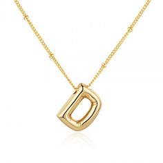 Discover our exquisite Sterling Silver Pendant Necklace designed for women, featuring a sophisticated D letter without stones and adorned with a stunning Yellow Gold Plating. Crafted from highquality Sterling Silver and embellished with luxurious Yellow Gold Plating, this elegant Pendant Necklace offers a minimalist appeal with its D letter centerpiece, making it a perfect personalized gift for women who appreciate timeless and sophisticated jewelry styles. Gold Letter Pendants, Sophisticated Jewelry, Jewelry Styles, Silver Necklaces Women, Letter Pendant Necklace, Elegant Pendant, Letter D, Initial Jewelry, Birthday Jewelry Gift