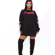 Cute Black Oversize Tshirt Dress. Will Also Include A Pair Of Matching Black High Waist Leggings. Both Pieces Are Brand New Without Tags Size Medium. Long Sleeve Tshirt Dress, High Waisted Black Leggings, Black High Waist, Fashion Nova Dress, Ready To Play, High Waisted Leggings, Cute Black, Oversized Tshirt, Colorful Leggings