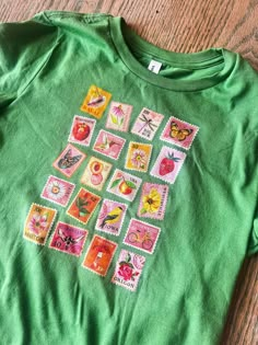 Sewing With Tee Shirt Fabric, T - Shirt, Cool Shirt Ideas, Nature T Shirt, T-shirt Aesthetic, Cool T-shirts, Patchwork Baby Tee, Vintage T-shirt, T Shirts And Jeans Outfit