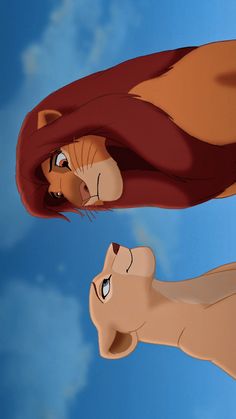 the lion king simba and nala face each other