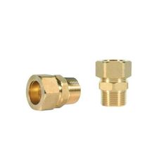 two brass fittings on a white background