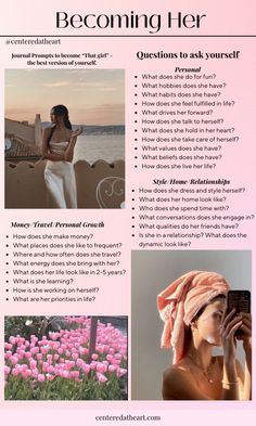 Journal ideas and journal prompts for sel reflection ✨ Begin your journey of Self discovery and becoming the woman you aspire to be with these empowering journaling prompts. Use these Manifestation journal prompts to script your reality into being! Reinventing yourself can be easy with the right guide. ✨ #ReinventingYourself #JournalPropmtIdeas #ThatGirlAesthetic #PersonalGrowth #SelfReflection #Womanhood #BecomingHer#Aesthetic Health Is Wealth Aesthetic, New Version Of Me, Glowup Aesthetic, Daglig Motivation, Obličejové Masky, Mindfulness Journal Prompts, Travel 2024, Healing Journaling